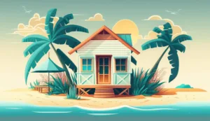 An illustration of beach home, potential for buying a second home