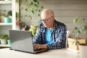 man looking at his social security account online